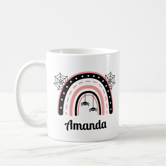 Anpassad Boho Halloween-regnbåge Kaffemugg (Vänster)