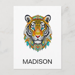 Anpassad Boho Hippie Blommig År för Tiger Vykort