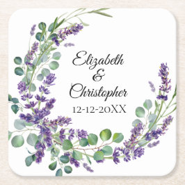 Anpassad Boho Lavendel Eukalyptus Bröllop Underlägg Papper Kvadrat