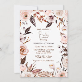 Anpassad Boho Natur Vildblomma Foto Baby Shower Inbjudningar