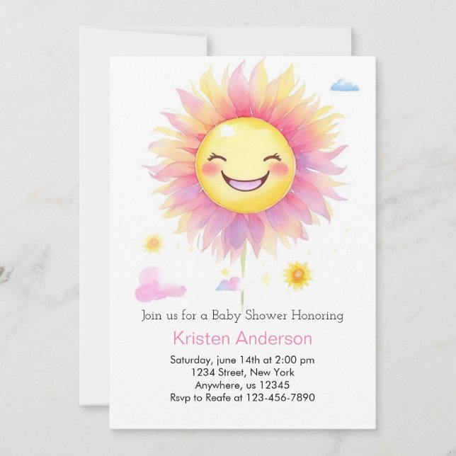 Anpassad Boho Sol Flicka Baby Shower Inbjudningar (Framsida)
