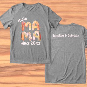 Anpassad Boho Tvilling Mama Sedan År Barns Namn T Shirt