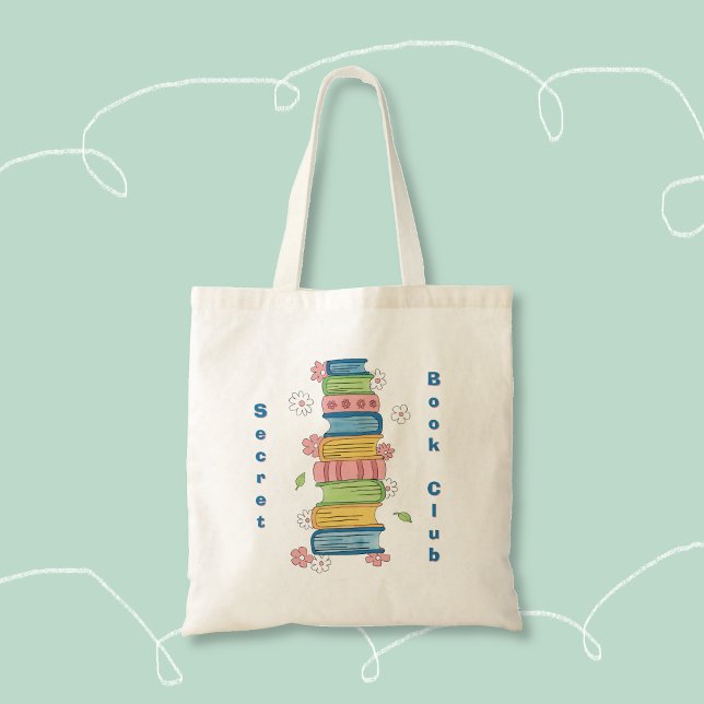 Anpassad bokklubbshandväska tygkasse (Cute custom tote bag designed for book clubs . Personalize it with your own group's name . )