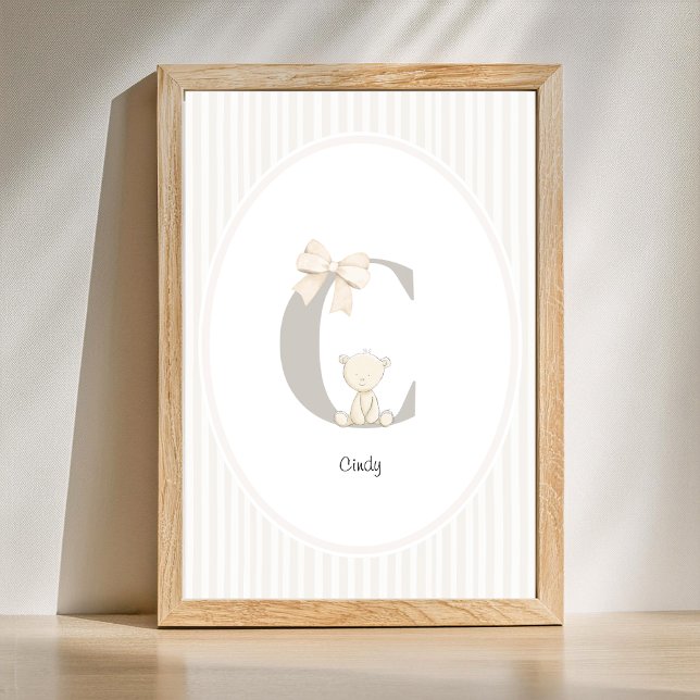 Anpassad bokstav C barnkammare väggkonst - Baby na (Letter C Nursery Wall Art - Custom Baby Name Print)