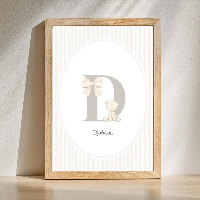 Anpassad bokstav D för barnkammare väggkonst - Nam (Letter D Nursery Wall Art - Custom Baby Name Print)
