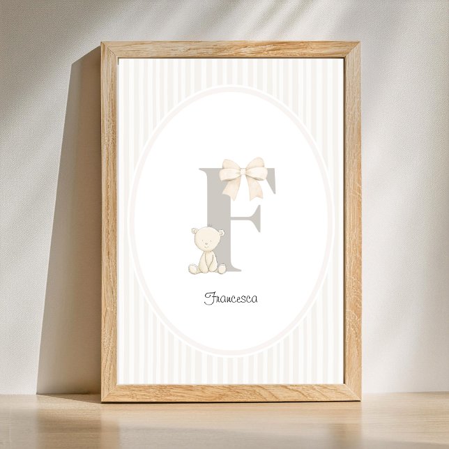 Anpassad bokstav F barnkammare väggkonst - Baby na (Letter F Nursery Wall Art - Custom Baby Name Print)