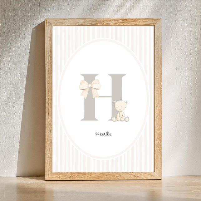 Anpassad bokstav H Plantsnurra Väggkonst - Babynam (Letter H Nursery Wall Art - Custom Baby Name Print)