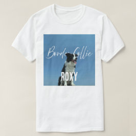 Anpassad Border Collie Foto Retro Blå Typografi T Shirt