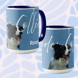 Anpassad Border Collie-fotografi och retrotypograf Mugg