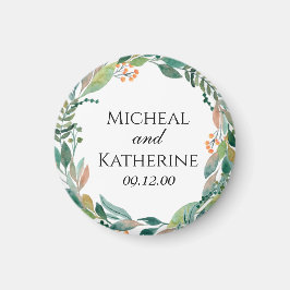 Anpassad botanisk krans i akvarell magnet