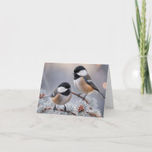 Anpassad Boutique Vinter Chickadee Högtids Kort