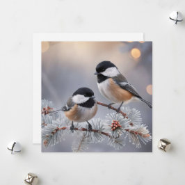 Anpassad Boutique Vinter Chickadee Julkort