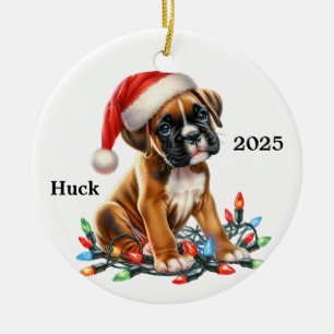 Anpassad Boxer-jul-Hund Julgransprydnad Keramik