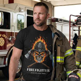Anpassad brandman flamma dödskalle inferno korslag t shirt