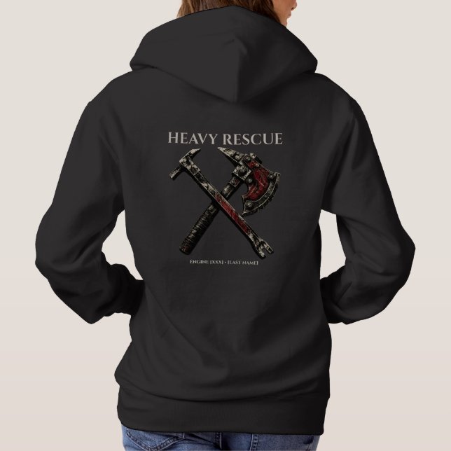 Anpassad Brandredningsmaskin Axe Tung Rustning Co T Shirt (Baksida)