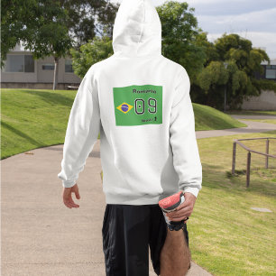 Anpassad Brasilien Seleção Flagg Namn Fotbollstill Hoodie