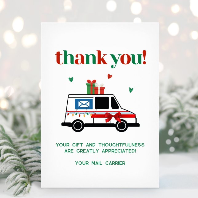 Anpassad brevbärarens tackkort tack kort (Custom Mail Letter Carrier Thank You Card)