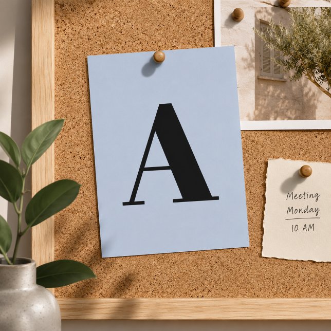 Anpassad brevkort | Blått initialkort för post Vykort (Custom initial postcard for teacher notes, student stationery, and personalized decor.)