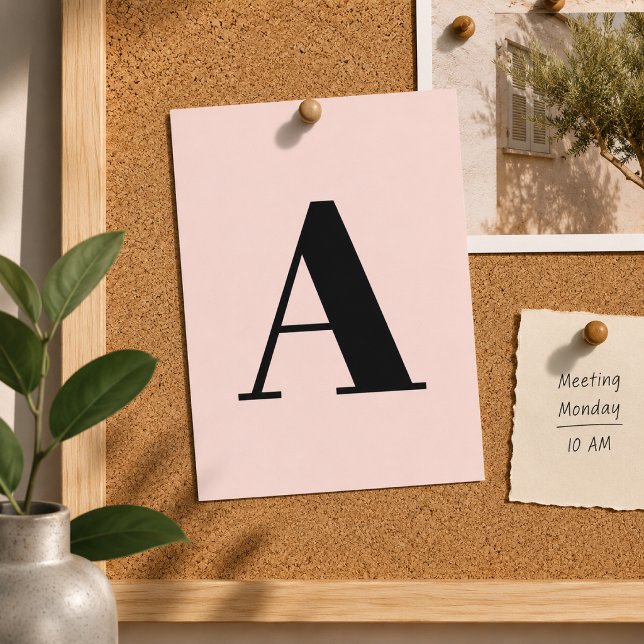 Anpassad brevkort | Rosa initial sändkort Vykort (Personalized alphabet postcard for classrooms, dorm rooms, nursery styling, and mail.)