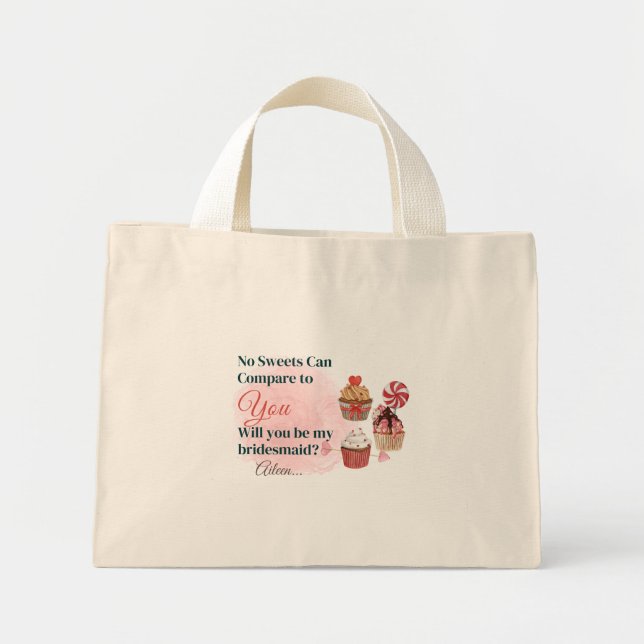 Anpassad Bridesmaid Frieri Gift Tote Bag Mini Tygkasse (Framsidan)