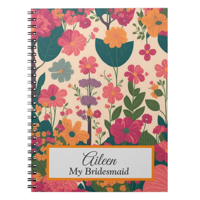 Anpassad Bridesmaid Gift Idea Anteckningsbok (Framsidan)
