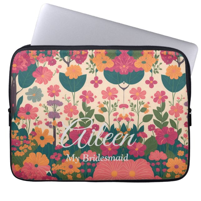 Anpassad Bridesmaid Gift Idea Laptop Fodral (Framsidan)