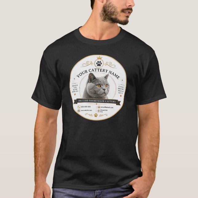 Anpassad Brittisk Korthår-katthus   T Shirt (Framsida)