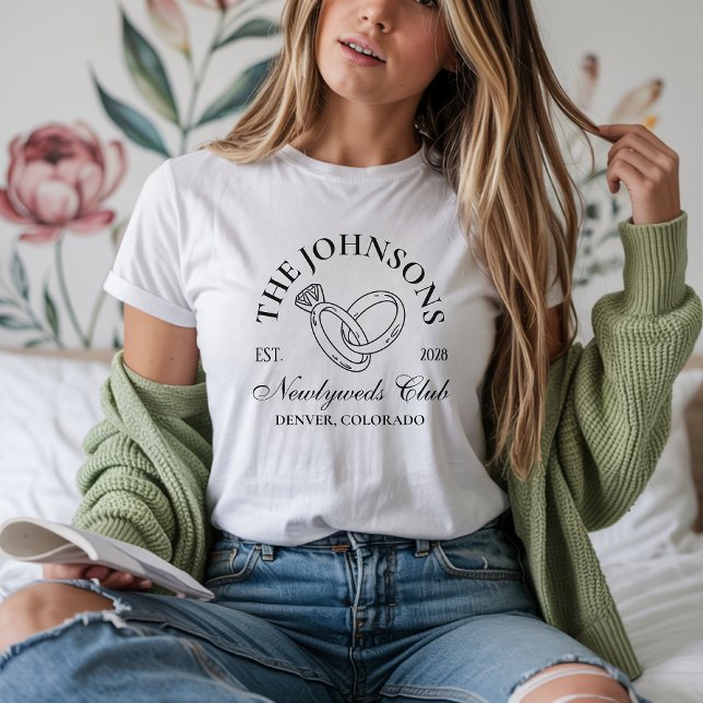 Anpassad bröllodsskjorta, matchande brud & brudgum t shirt (newlyweds club shirt, honeymoon shirts for couples, custom newlywed tees, bride and groom shirts,)
