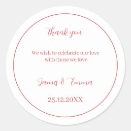 Anpassad Bröllop Simple Ro Runt Klistermärke