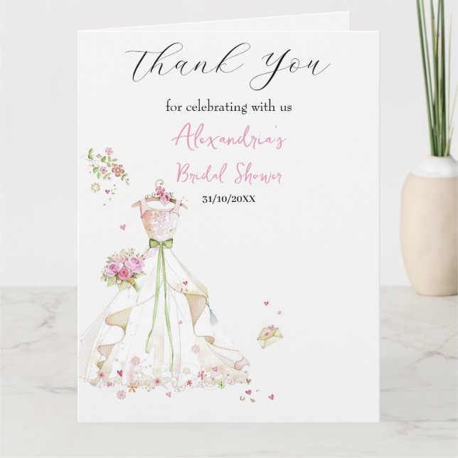 Anpassad bröllopsfestklänning Tack Kort (Framsida)