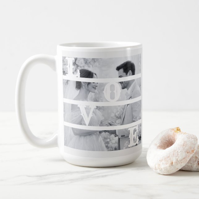 Anpassad bröllopsfoto "KÄRLEK" Kaffemugg (Med munk)