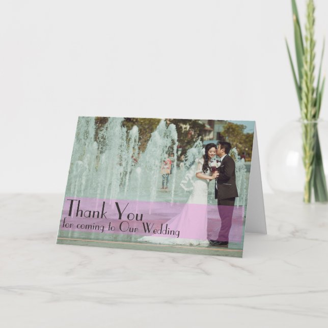Anpassad bröllopsfototackkort rosa tack kort (Framsida)