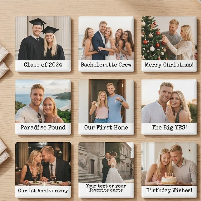Anpassad bröllopsmagnet för nygifta med meddelande magnet (Custom Memorial Wedding | Birthday | Graduation | Couple Anniversary | Bachelorette Crew Magnets)