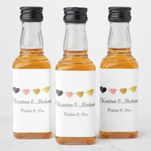 Anpassad bröllopspresent String of Hearts till bru Spritflaskor Etikett (Flaskor)