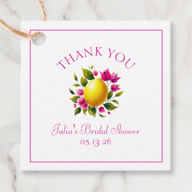 Anpassad Bröllopsshowers Tacksamhet Rosa Blommig C Gåvor Etiketter (Framsida)