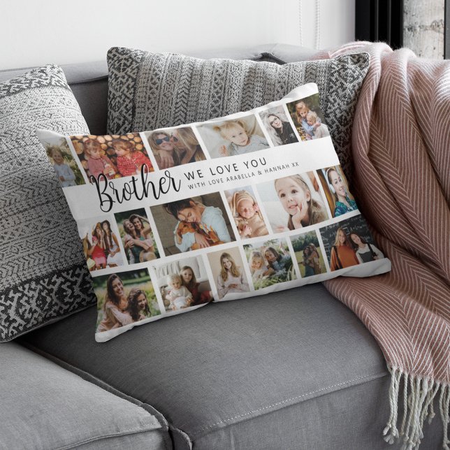 Anpassad Bror 18 Foto Collage Lumbarkudde (Skapare uppladdad)