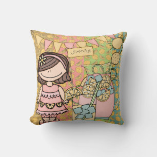 Anpassad Brown Hair Girl Lemonade Pillow Kudde