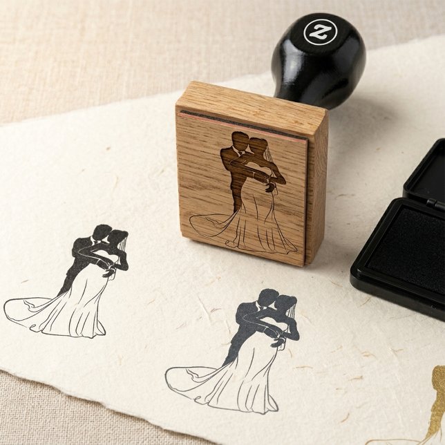 Anpassad brud och brudgum bröllopsinbjudan stämpel (Custom Bride and Groom Wedding Invitation Stamp)