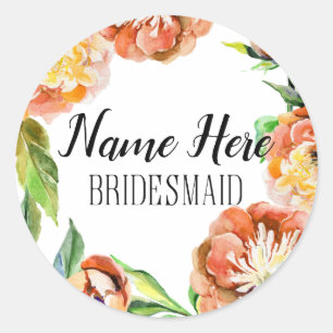 Anpassad Brudtärna Blommig Akvarell Klistermärke