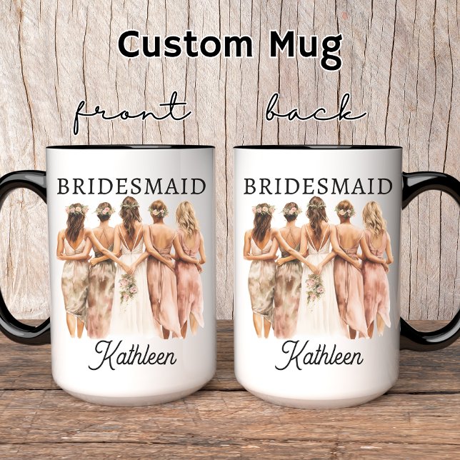 Anpassad brudtärna-mugg, bröllopsfestpresent mugg (bridesmaid gift, bachelorette party mug, maid of honor mug, bridesmaid proposal gift, bride to be)