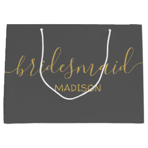 Anpassad Brudtärna Namn Girly Chic Guld Skrift Grå