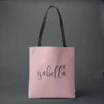 Anpassad Brudtjänst Namn Rosa Tygkasse<br><div class="desc">En chic modern rosa handväska med svart namn och hjärta som är perfekt för ett brudtjänstförslag. Era brudtjänster kan fylla sin handväska med nödvändigheter för möhippartresor eller för det som behövs på bröllopsdagens morgon.</div>