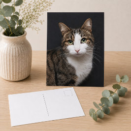 Anpassad Brun Tabby Katt Enstaka Husdjur Foto Vykort