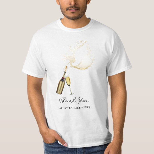 Anpassad Brunch & Bubbly Guld Bröllopsdusch T-Shir T Shirt (Framsida)