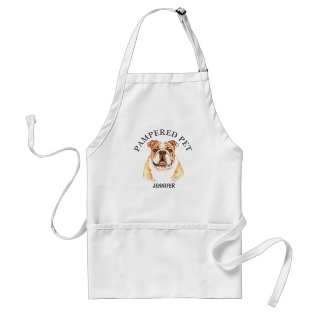 Anpassad bulldog Pet Groomer Apron Förkläde (Framsidan)