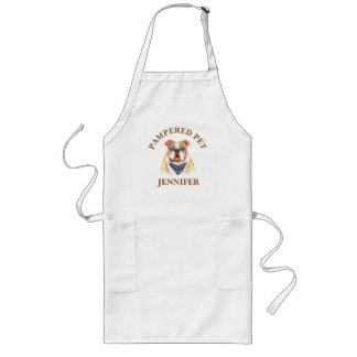 Anpassad bulldog Pet Groomer Apron Långt Förkläde