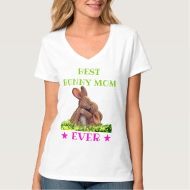 Anpassad BUNNY MAMMA EVER ENDAST Cute V-nacke T Shirt
