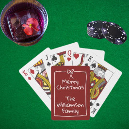Anpassad Burgundy Whimsical Doodle Julpresent Casinokort