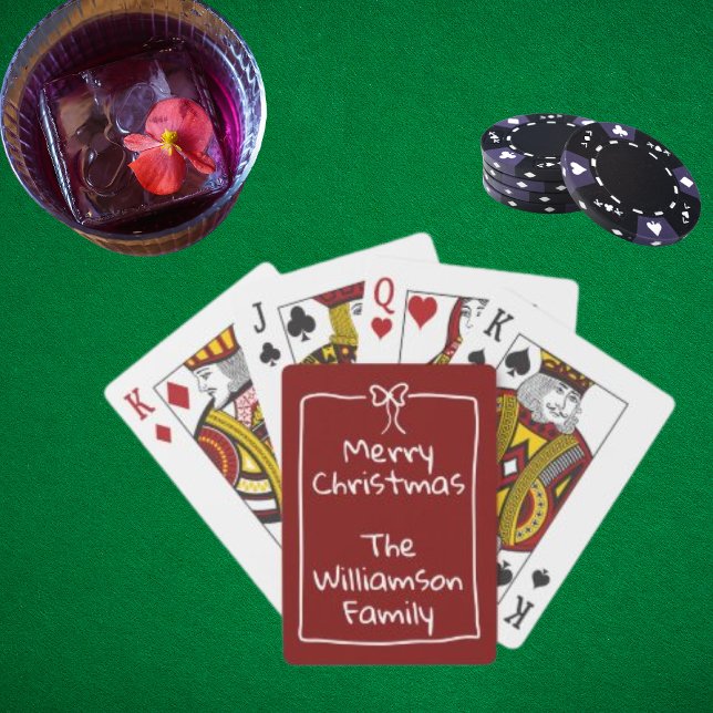 Anpassad Burgundy Whimsical Doodle Julpresent  Casinokort (Skapare uppladdad)
