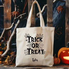 Anpassad Bus eller godis Kids Halloween Tote Bag Tygkasse